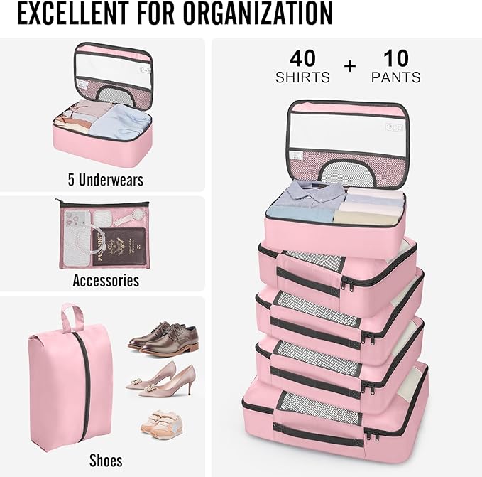 Veken 10 Set Packing Cubes for Travel Essential, Suitcase Organizer Bags in 4 - Image 5