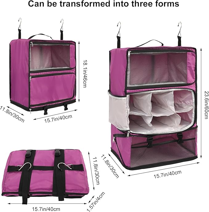 TABITORA Travel Portable Hanging Shelves Closet Organizer Packing Luggage - Image 3