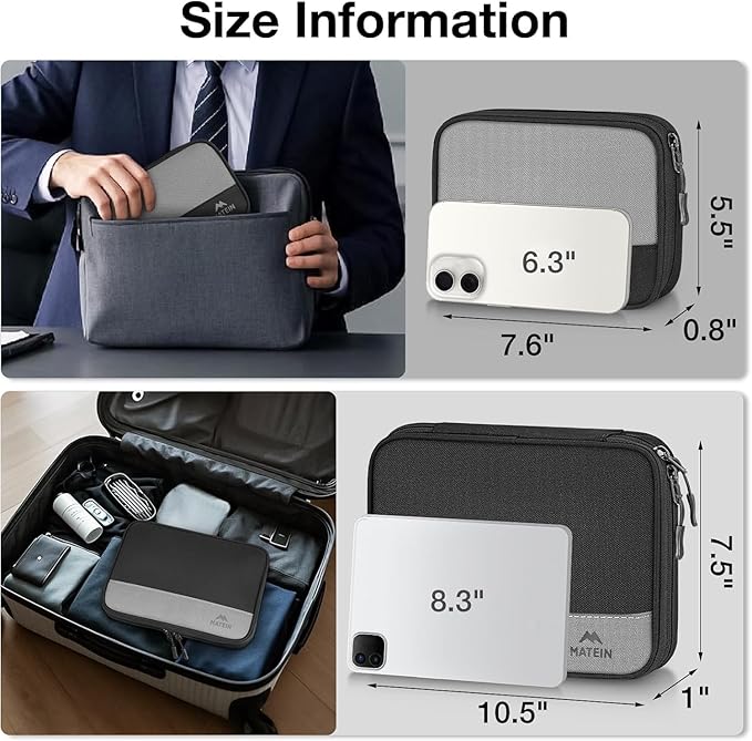 MATEIN Cord Organizer Travel Case 2 Pack, Water Resistant Tech Organizer Pouch - Image 6
