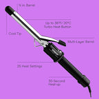Conair Instant Heat 3/4-Inch Curling Iron, ¾-inch Barrel Produces Tight Curls, Hair Curler for Short to Medium Hair, 25 Heat Setting Hair Curling Iron, Black