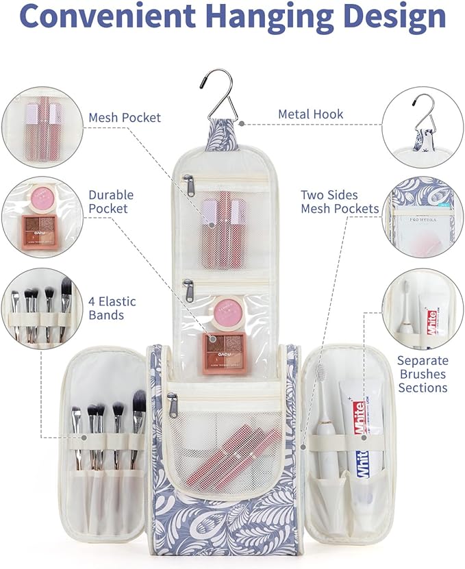 Narwey Small Hanging Toiletry Bag Women Travel Makeup Bag Organizer Toiletries - Image 2