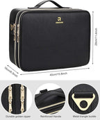 Relavel Makeup Case Large Makeup Bag Professional Train Case 16.5 inches Travel Cosmetic Organizer Brush Holder Waterproof Makeup Artist Storage Box, 3 Layer Large Capacity, with Adjustable Strap