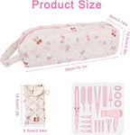 Hair Tool Bag, Quilted Hair Tools Travel Bag, Cute Large Hair Styling Tool Storage Case with Small Pouch, Compatible with Shark Flex Dyson Airwrap Hair Dryer Curling Iron, Cherry