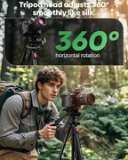 68" Lightweight Camera Tripod Stand, Compact Portable Travel Aluminum Tripod - Image 3