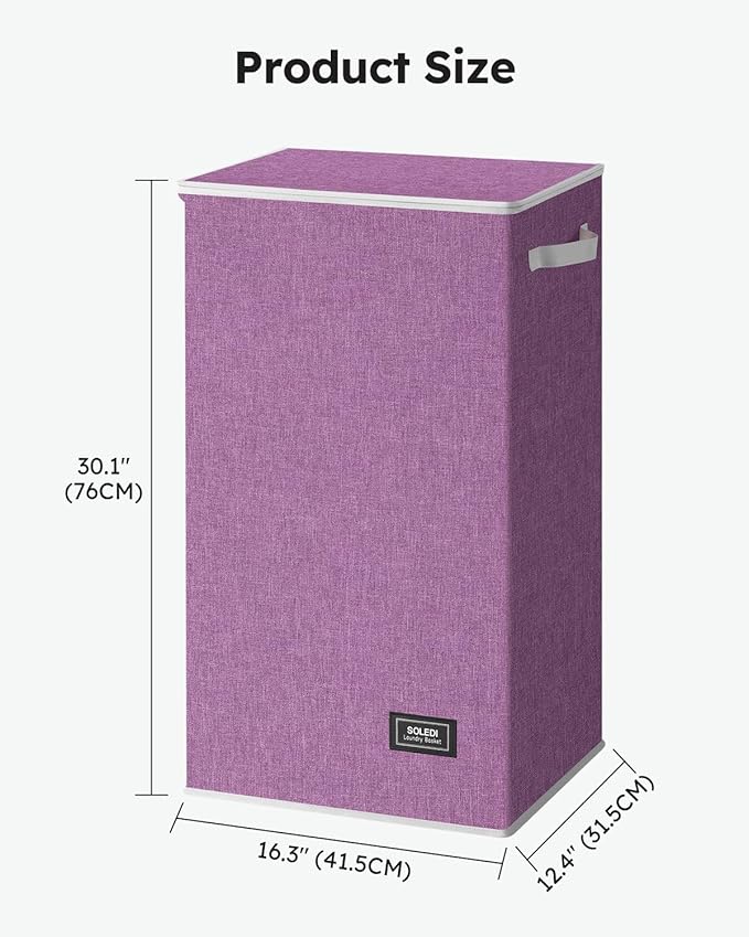 SOLEDI Laundry Hamper with Lid 100L Large & Tall Collapsible Laundry Basket - Image 6