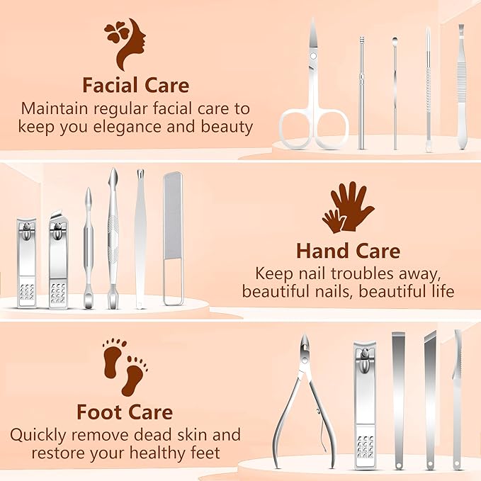Manicure Set 16 In 1 Professional Stainless Steel Pedicure Kit Toenail Clippers - Image 2