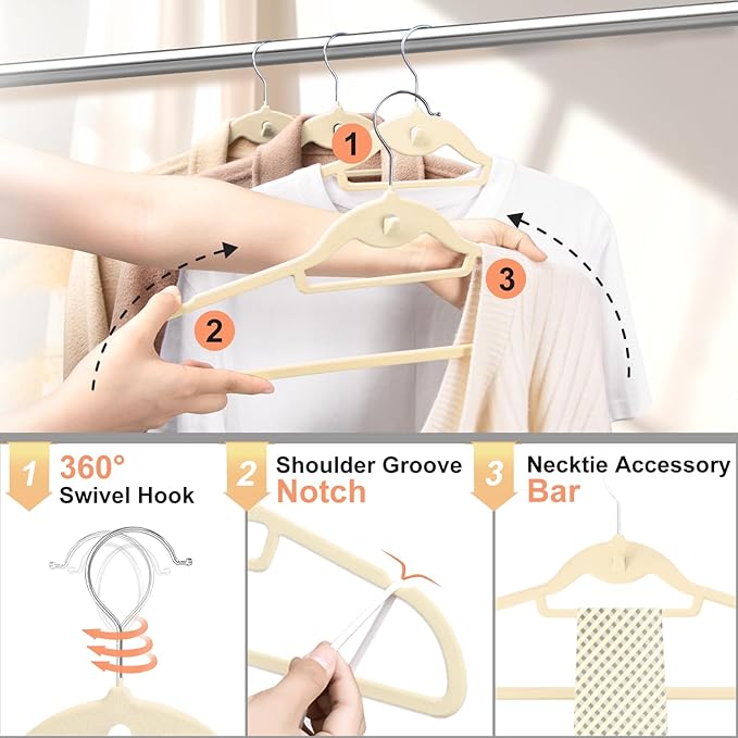 Velvet Felt Stackable Hangers 50 Pack, Non Slip, - Image 4