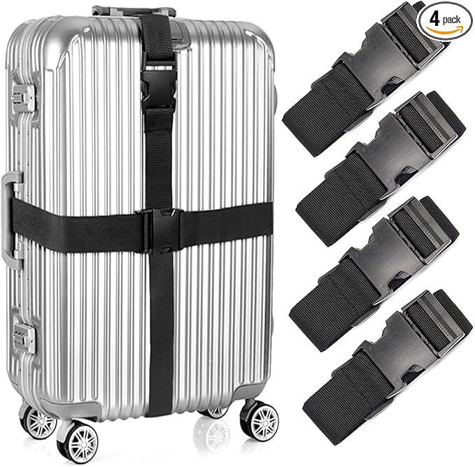 4Pcs Luggage Straps for Suitcase Travel Accessories TSA Approved, 80In Long by Ajmyonsp