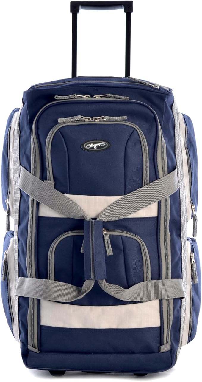 Olympia U.S.A. 29 inch Jumbo Size 8 Pockets Wheeled Rolling Duffel Bag Water by OlympiaUSA