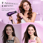 Bsisme Hair Brush with Hair Clips, Vented Brush for Faster Blow Drying, Detangler & Frizz-Free on Women Girls Kids Curly Wet Thick Fine Hair, Ideal Valentine's Day, Mothers Day, Birthday Gift for Her