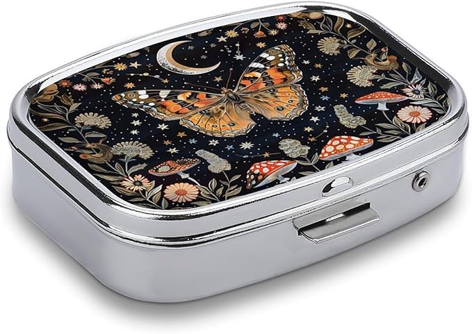 Metal 2 Compartment Pill Organizer Travel Friendly Portable Compact Pill Box - Image 2