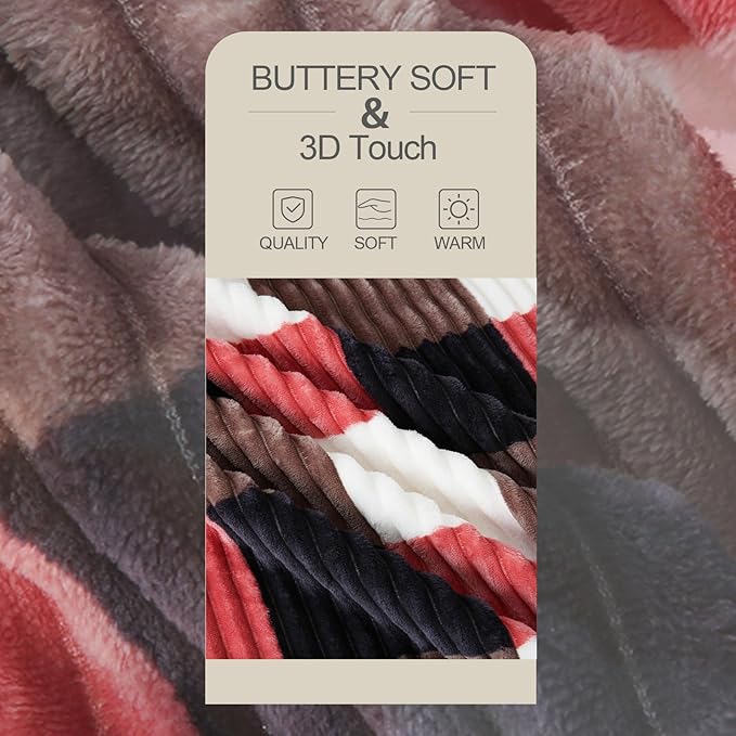 PU MEI Sherpa Blanket Twin Plaid Thick Bed Blanket, 80”*90”Super Soft Flannel - Image 5