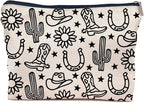 IWXYI Western Gifts Makeup Bag - Western Boots Hat Sunflower Cosmetic Bags, Western Gifts for Women, Cowgirl Gifts