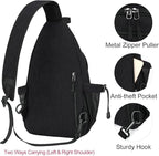 MOSISO Sling Backpack, Canvas Crossbody Hiking Daypack Bag - Image 5