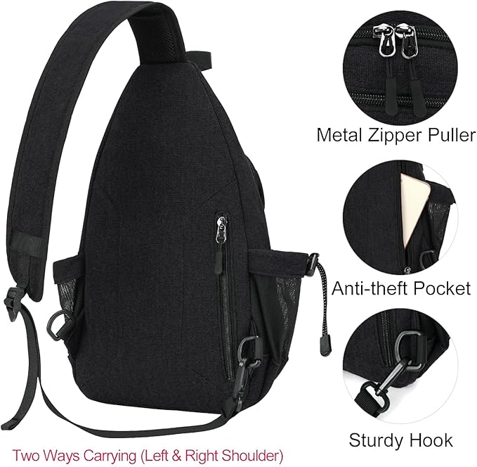 MOSISO Sling Backpack, Canvas Crossbody Hiking Daypack Bag - Image 5