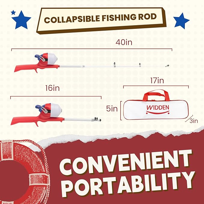 Kids Fishing Pole, Telescopic Fishing Rod, Toddler Collapsible Fishing Rod and - Image 2