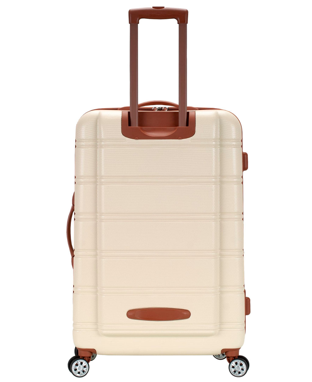 Melbourne Hardside Expandable Spinner Wheel Luggage (White with Brown Trim / Checked Large 28")