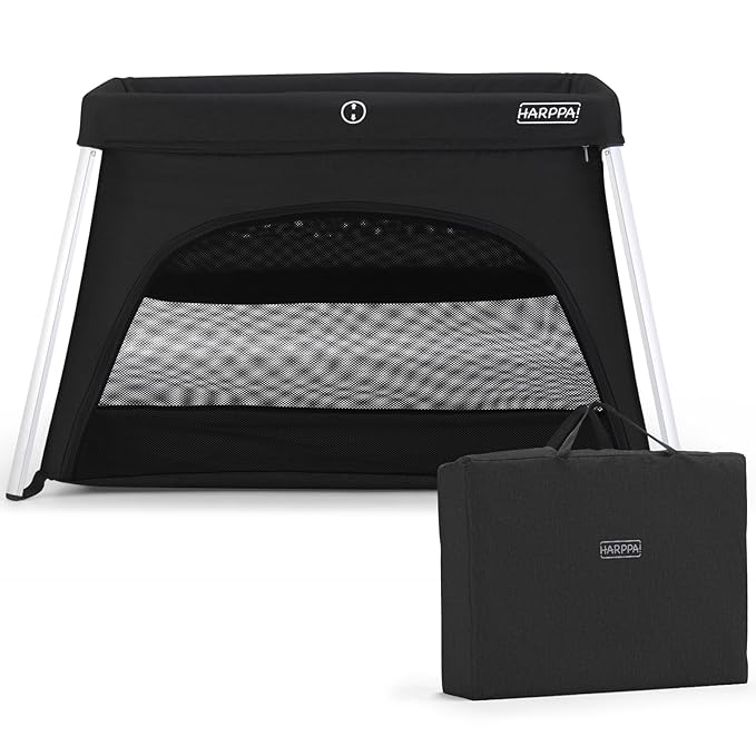 HARPPA Travel Crib with Comfy Mattress, Lightweight Portable Crib Requires No by HARPPA
