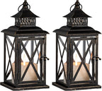 DECORKEY Lantern Decorative Indoor & Outdoor, 2 Pack Large Hanging Candle by DECORKEY