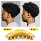 Hair Twist Sponge Brush Twist Styler Comb for Black Men - Washable Afro Curl Sponge Racket for Barbers & Daily Use, Ideal for Coiled, 4C Hair - Wave Pomade Butter Rubber Large Tooth Brush Set (Gold)