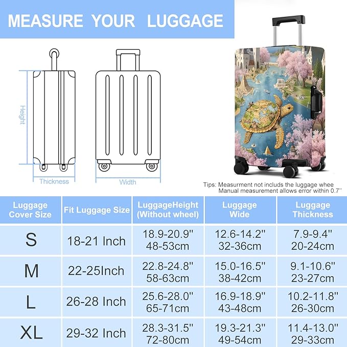 Turtle Luggage Cover Washable Suitcase Protector Anti-Scratch, Stretchable Fit - Image 6