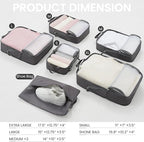 BAGAIL 6 Set Ultralight Compression Packing Cubes Packing Organizer - Image 2