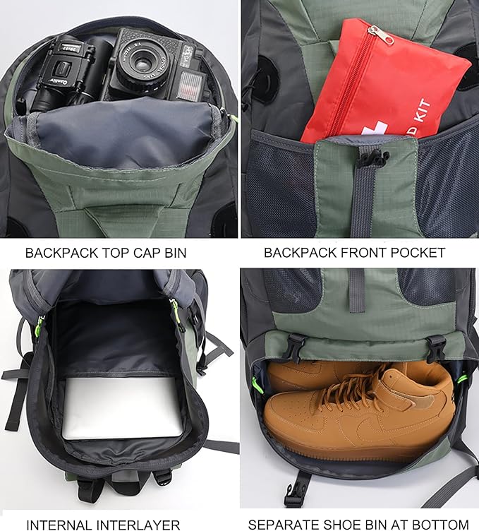 Bseash 50L Hiking Backpack, Water Resistant Lightweight Outdoor Sport Daypack - Image 4