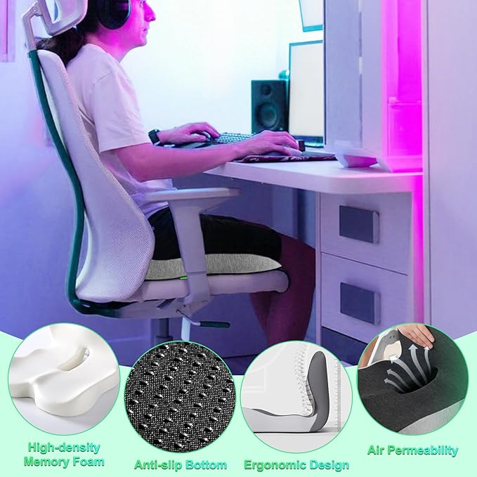 Buttocks Cushion for Office Chair Memory Foam Seat Pad for Butt Support - Image 6
