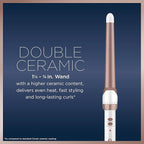 Conair Double Ceramic Tapered Curling Wand,Hair Wand Tapers 1¼ Inch to ¾ Inch to Produce Beachy Waves,30 Heat Settings,for All Hair Types and Textures,White,(Pack of 3)