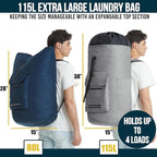 Laundry Backpack Bag, 115L Extra Large Laundry Bag - Image 2