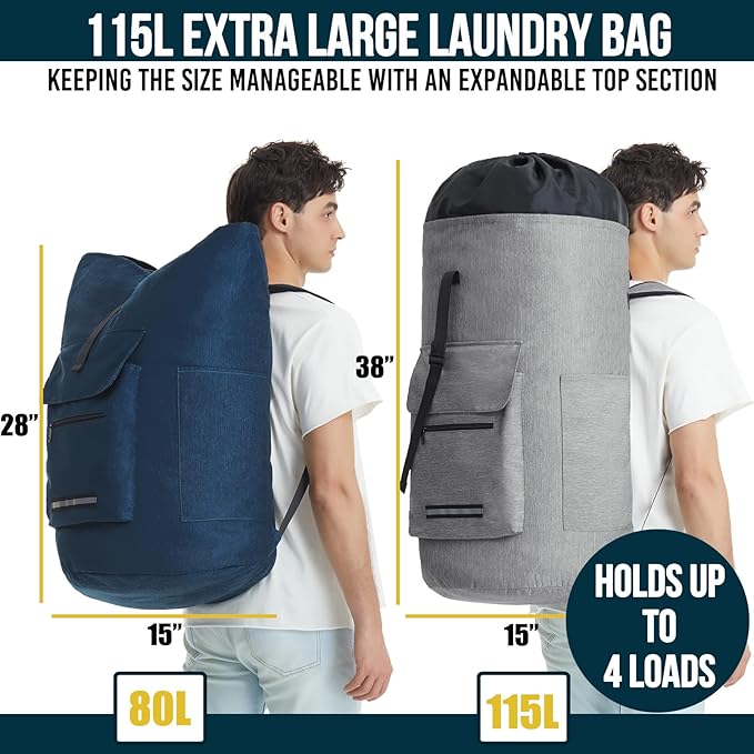 Laundry Backpack Bag, 115L Extra Large Laundry Bag - Image 2