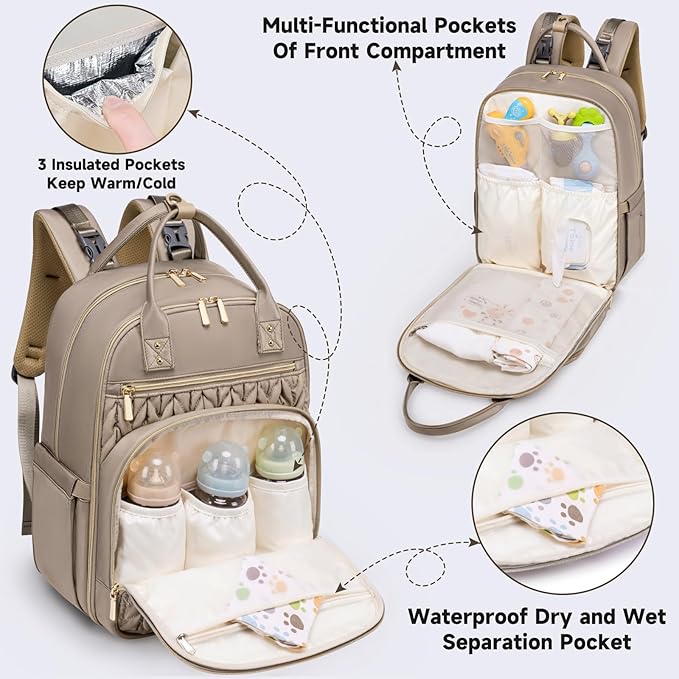 Diaper Bag Backpack, Stylish Baby Diaper Bag, Waterproof Travel Diaper - Image 3