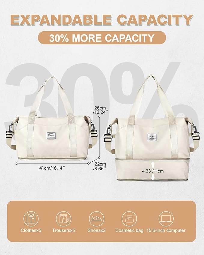 Travel Duffel Bag, Sports Tote Gym Bag, Shoulder Weekender Overnight Bag - Image 3