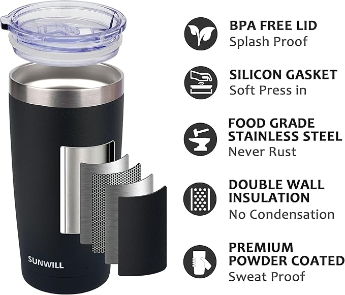 SUNWILL Travel Coffee Tumbler 20 oz, Insulated Mug - Image 2