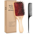URTHEONE Hair Brush,Boar Bristle Hair Brushes and Hair Comb Set for Women Men Kids, Best Natural Wooden Paddle Hairbrush for Wet or Dry Hair