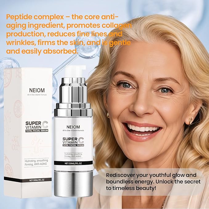 Super Vitamin C Serum for Face with Pure Hyaluronic Acid,Vitamin E,Tri-Peptide,B5, – Anti Aging, Dark Spot Remover & Collagen Booster – Hydrating, for Mature Skin – 1 fl oz