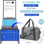 Foldable Carry on Luggage Bag 22x14x9 Personal Item Bag - Image 2