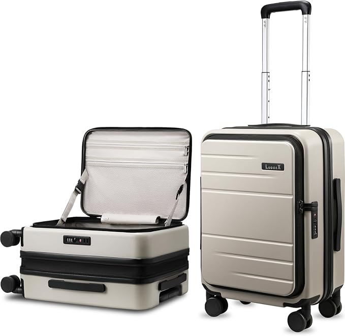 Carry On Luggage Top Opening, FLT Expandable Polycarbonate Hard Shell Suitcase by LuggeXLUGGAGE
