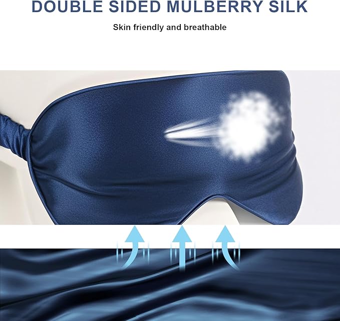 100% Mulberry Silk Sleep Mask, Ultra-Soft Light Blocking Eye Cover - Image 4
