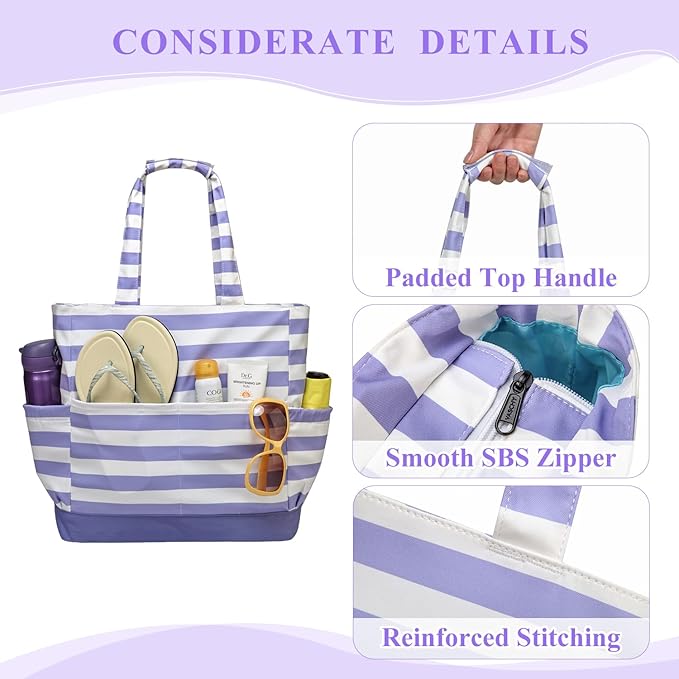 VASCHY Beach Bag for Women, Large Waterproof Sandproof Fold-able Packable Pool - Image 4