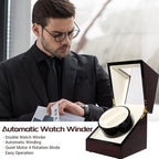 Uten Automatic Watch Winder Box Luxury Wooden Watch Storage Case, Double Watch - Image 2