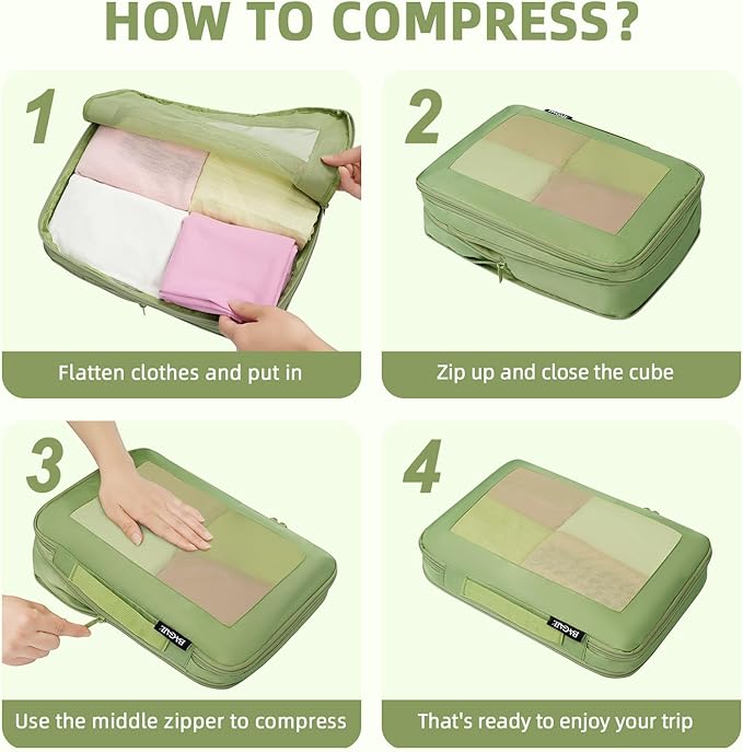 BAGAIL 4 Set/6 Set/8 Set Compression Packing Cubes Travel Accessories - Image 4