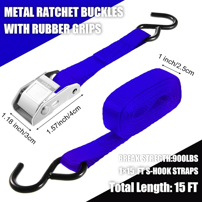 16 Pcs Cambuckle Tie Down Straps 1763lbs Break Strength Securing Straps 1'' x - Image 2