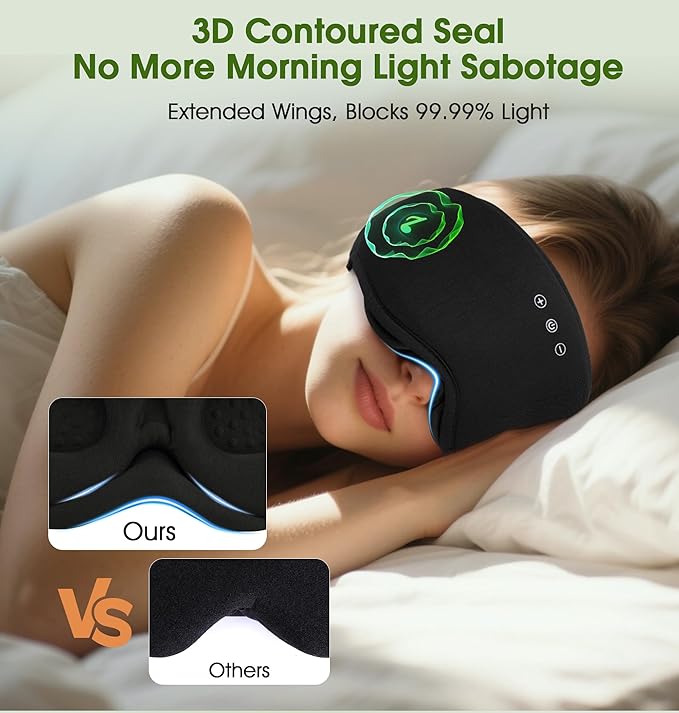 LC-dolida Bamboo Cotton Bluetooth Sleep Mask, 2 in 1 3D Soft Sleep Mask - Image 8