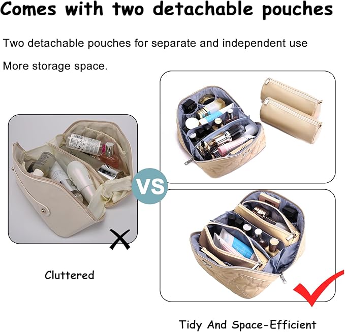 Travel Makeup Bags for Women Cosmetic Bag: Puffy Make up Bags Set of 3 - Image 6