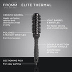 Fromm Elite Thermal Ceramic x Ionic 1.25" Round Brush for Expert Blowouts and Faster Hair Drying | Roller Hairbrush for Anti-static Styling, Smoothing, Straightening and Shine