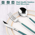 Mirror Silver Green Silverware Set, 20-Piece Stainless Steel Flatware Set - Image 4