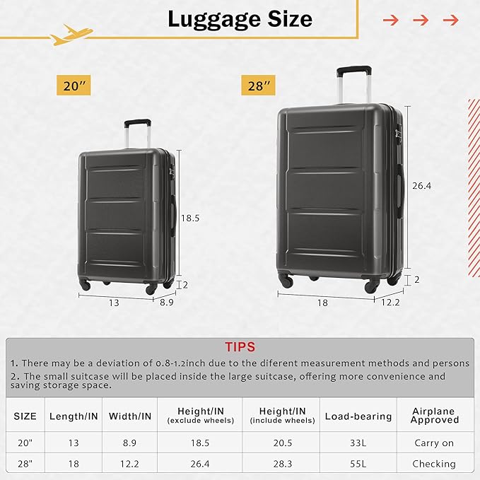 Merax Luggage Set 2 Piece Suitcase Sets - Image 4