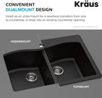 KRAUS Forteza 33-inch Drop in/Undermount 50/50 Double Bowl Granite Kitchen Sink - Image 7