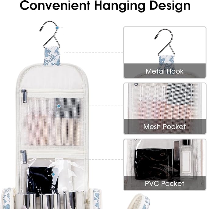Narwey Hanging Toiletry Bag for Women Travel Makeup Bag Organizer Toiletries - Image 4